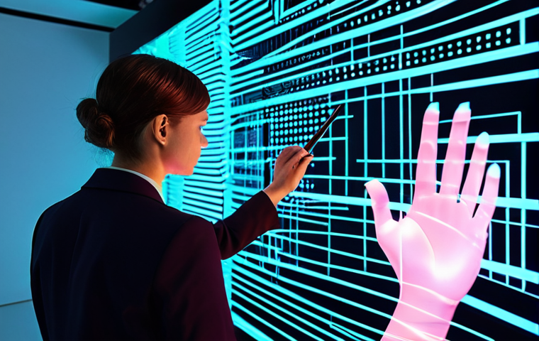 A professional digital artist, fully clothed in a modest, contemporary suit, is engrossed in creating intricate digital art on a large, glowing interactive screen in a sleek, modern studio. The screen displays abstract, vibrant patterns reminiscent of blockchain nodes, with subtle holographic elements floating around. The artist's well-formed hands are gracefully manipulating a stylus, exhibiting proper finger count. The studio is bathed in soft, futuristic lighting, emphasizing innovation and creativity. This image embodies the future of digital ownership and artistic creation, safe for work, appropriate content, professional, perfect anatomy, correct proportions, natural pose, natural body proportions.